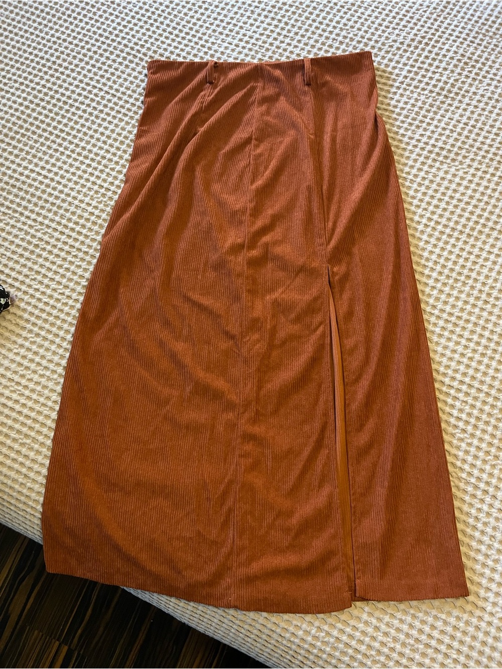 5 for $30 Womens Rust Corduroy Midi Skirt with Side Slit